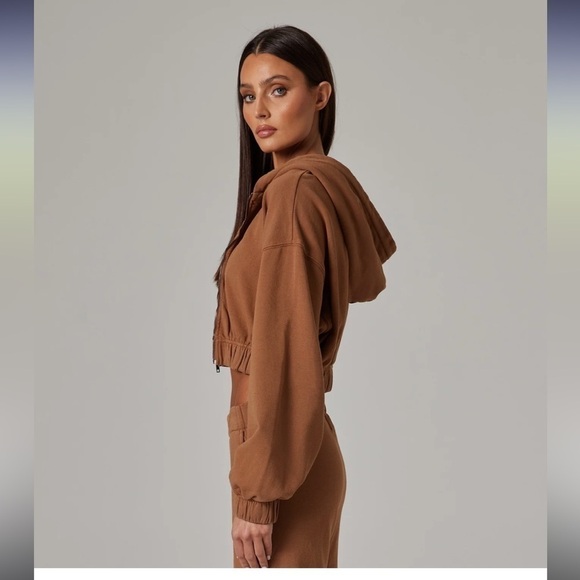 Talentless WOMENS ZIP CROP brown JACKET size Medium M - Picture 9 of 10